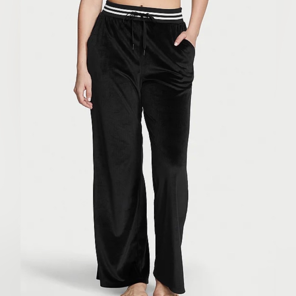 Victoria’s Secret Velour Ribbed High Waist Wide Leg Pants NWT